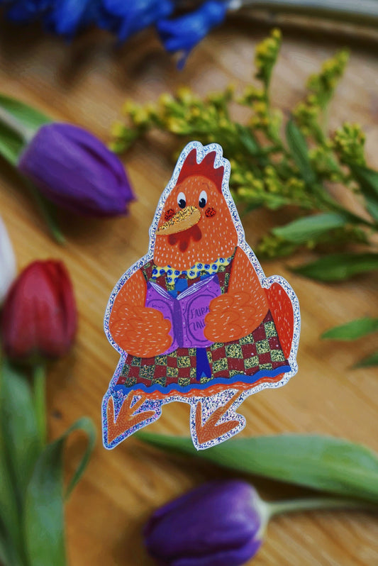 Premium-Sticker „Lesende Henne Betty“